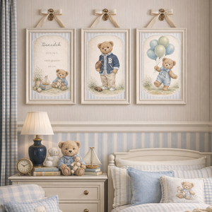 Vintage Teddy � személyre szabható poszter szett fiúknak - baba - mama - babaszoba dekoráció - babaposzter - Meska.hu