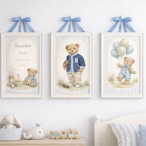 Vintage Teddy � személyre szabható poszter szett fiúknak - baba - mama - babaszoba dekoráció - babaposzter - Meska.hu
