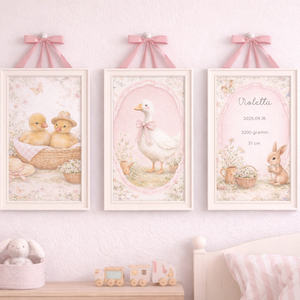 Vintage Garden � személyre szabható babaposzter szett kislányoknak, Baba - mama, Babaszoba dekoráció, Babaposzter, Fotó, grafika, rajz, illusztráció, MESKA