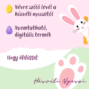 Névre szóló levél a Húsvéti Nyuszitól  nyomtatható - otthon & életmód - papír, írószer - ajándékozás kellékei - képeslap, üdvözlőlap - Meska.hu