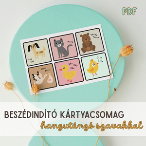 Beszédindító kártyacsomag  Hangutánzó szavakkal (48 db, nyomtatható PDF) - Meska.hu