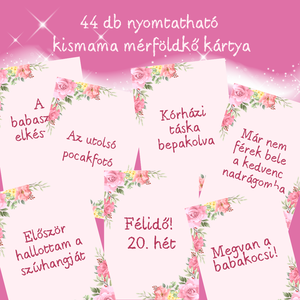 Kismama mérföldkő kártyák (nyomtatható pdf) - művészet - naptárkártyák, sportkártyák - Meska.hu