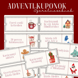 Nyomtatható karácsonyi, adventi kuponok szerelmeseknek, Karácsony, Adventi díszek, Adventi naptár, Fotó, grafika, rajz, illusztráció, MESKA