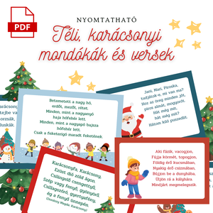 Téli és karácsonyi mondókák és versek  24 db nyomtatható kártya (PDF), Karácsony, Adventi díszek, Adventi naptár, Fotó, grafika, rajz, illusztráció, MESKA