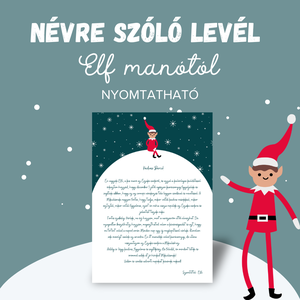 Névre szóló levél Elf manótól (nyomtatható pdf), Karácsony, Karácsonyi ajándékozás, Karácsonyi képeslap, üdvözlőlap, ajándékkísérő, Fotó, grafika, rajz, illusztráció, MESKA