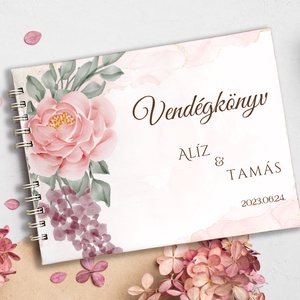 Akvarell virágos esküvői vendégkönyv, fotóalbum - Meska.hu