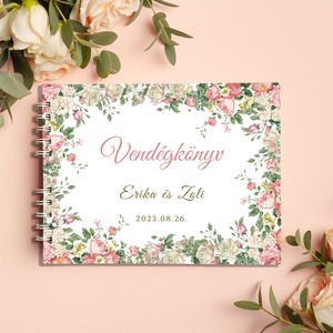 Vintage virágos esküvői vendégkönyv, fotóalbum, Esküvő, Emlék & Ajándék, Vendégkönyv, Fotó, grafika, rajz, illusztráció, Könyvkötés, Meska