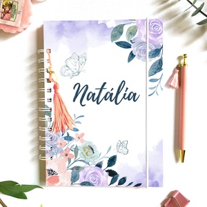 Natália - Díszített spirálfüzet, egyedi, névre szóló, Otthon & Életmód, Papír, írószer, Jegyzetfüzet & Napló, Fotó, grafika, rajz, illusztráció, Papírművészet, MESKA