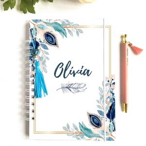 Olívia - Díszített spirálfüzet, egyedi, névre szóló, Otthon & Lakás, Papír írószer, Jegyzetfüzet & Napló, Fotó, grafika, rajz, illusztráció, Papírművészet, MESKA