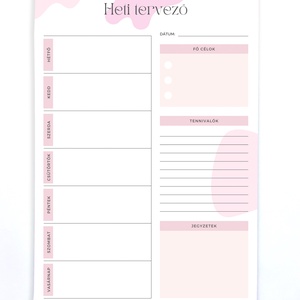 Rózsaszín mintás heti tervező jegyzettömb - otthon & életmód - papír, írószer - naptár & tervező - Meska.hu