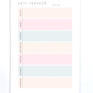 Színes, pasztell heti tervező jegyzettömb - otthon & életmód - papír, írószer - naptár & tervező - Meska.hu