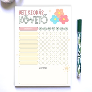 Szokáskövető heti tervező jegyzettömb - otthon & életmód - papír, írószer - naptár & tervező - Meska.hu