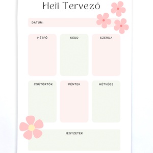 Pasztell virágos heti tervező jegyzettömb - otthon & életmód - papír, írószer - naptár & tervező - Meska.hu
