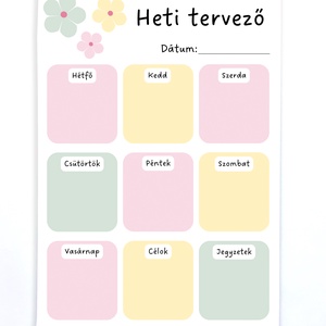 Tavaszi színes, virágos heti tervező jegyzettömb - otthon & életmód - papír, írószer - naptár & tervező - Meska.hu