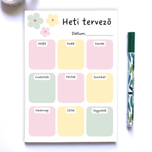 Tavaszi színes, virágos heti tervező jegyzettömb, Otthon & Életmód, Papír, írószer, Naptár & Tervező, Fotó, grafika, rajz, illusztráció, Papírművészet, MESKA