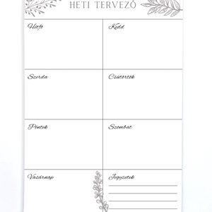 Letisztult levélmintás heti tervező jegyzettömb - otthon & életmód - papír, írószer - naptár & tervező - Meska.hu