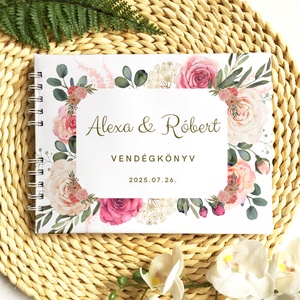 Romantikus rózsás esküvői vendégkönyv, fotóalbum - esküvő - emlék & ajándék - vendégkönyv - Meska.hu