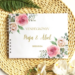 Elegáns rózsás esküvői vendégkönyv, fotóalbum - esküvő - emlék & ajándék - vendégkönyv - Meska.hu