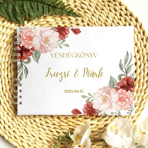 Bordó rózsacsokor esküvői vendégkönyv, fotóalbum - esküvő - emlék & ajándék - vendégkönyv - Meska.hu