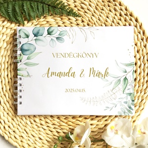 Modern greenery esküvői vendégkönyv, fotóalbum - esküvő - emlék & ajándék - vendégkönyv - Meska.hu