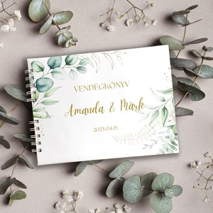 Modern greenery esküvői vendégkönyv, fotóalbum, Esküvő, Emlék & Ajándék, Vendégkönyv, Fotó, grafika, rajz, illusztráció, Könyvkötés, MESKA
