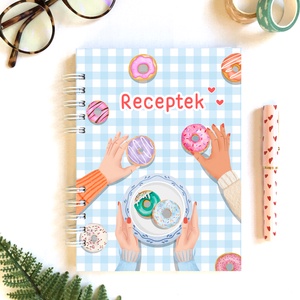 Fánk mintás receptfüzet, receptgyűjtő spirálfüzet - Meska.hu