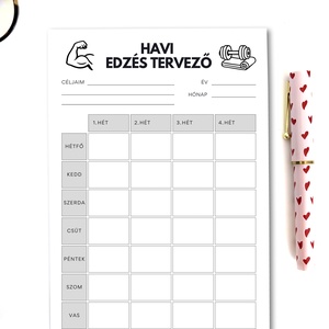 Nyomtatható havi edzés tervező jegyzettömb - otthon & életmód - papír, írószer - naptár & tervező - Meska.hu