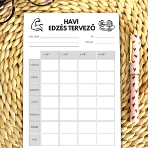 Nyomtatható havi edzés tervező jegyzettömb - otthon & életmód - papír, írószer - naptár & tervező - Meska.hu
