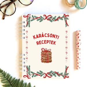 Karácsonyi girland mintás receptfüzet, receptgyűjtő spirálfüzet - Meska.hu