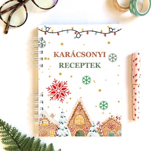 Karácsonyi hópelyhes mintás receptfüzet, receptgyűjtő spirálfüzet - Meska.hu