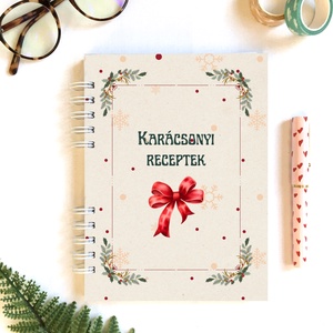 Karácsonyi retró mintás receptfüzet, receptgyűjtő spirálfüzet - Meska.hu