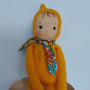 Sárga waldorf fejű baba - Meska.hu