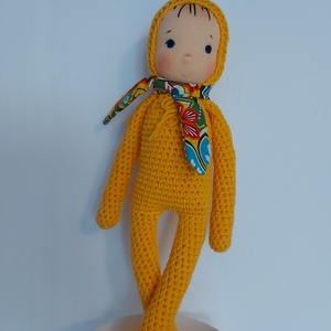 Sárga waldorf fejű baba - játék & sport - plüssállat & játékfigura - ember - Meska.hu