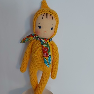 Sárga waldorf fejű baba - játék & sport - plüssállat & játékfigura - ember - Meska.hu