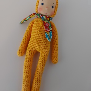 Sárga waldorf fejű baba - játék & sport - plüssállat & játékfigura - ember - Meska.hu