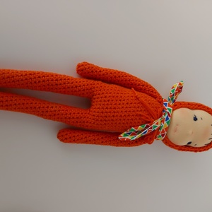 Narancssárga waldorf fejű baba - játék & sport - plüssállat & játékfigura - ember - Meska.hu