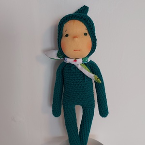 Zöld waldorf fejű baba - játék & sport - plüssállat & játékfigura - ember - Meska.hu