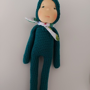 Zöld waldorf fejű baba - játék & sport - plüssállat & játékfigura - ember - Meska.hu