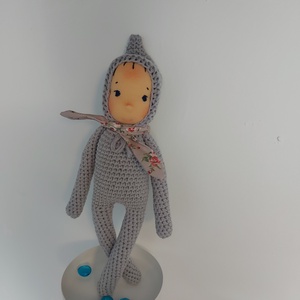 Szürke waldorf fejű baba - játék & sport - plüssállat & játékfigura - ember - Meska.hu