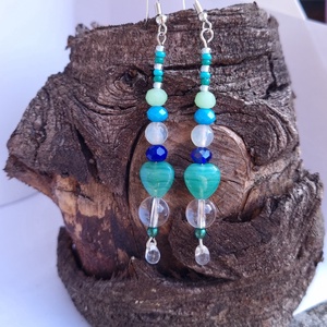 Jégkirálynő-fülbevaló üveggyöngyökből - ékszer - fülbevaló - lógó fülbevaló - Meska.hu