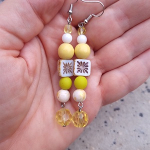 Napsugár-hosszú fülbevaló ásványgyöngyökkel - ékszer - fülbevaló - lógó fülbevaló - Meska.hu