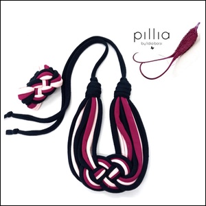  Sötétkék-magenta-púder rózsaszín KNOTS textilékszer szett - Meska.hu