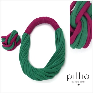 Zöld-magenta SPIRAL textilékszer szett - Meska.hu