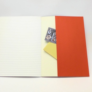 Nagy francia kockás füzet, kézzel nyomott pecsét levél minta 18x25 piros iskolai füzet jegyzetfüzet moleskine F009 -  - Meska.hu