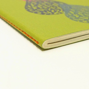Nagy francia kockás füzet, kézzel nyomott pecsét jungel minta 18x25 zöld iskolai füzet jegyzetfüzet moleskine F051 -  - Meska.hu