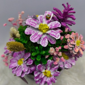  Kézzel festett tobozvirág-dísz kerámia tálban � pink � Anya / Mama felirattal, anyáknapi ajándék - otthon & életmód - virágdekoráció - virágdíszek - asztali virágdísz - Meska.hu