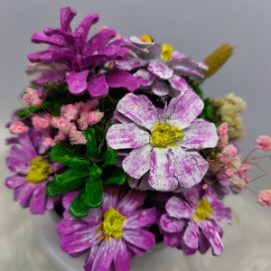  Kézzel festett tobozvirág-dísz kerámia tálban � pink � Anya / Mama felirattal, anyáknapi ajándék - otthon & életmód - virágdekoráció - virágdíszek - asztali virágdísz - Meska.hu