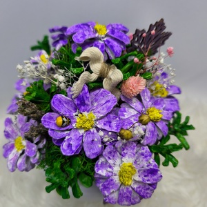 Kézzel festett tobozvirág-dísz kerámia tálban � lila � Anya / Mama felirattal, anyáknapi ajándék - otthon & életmód - virágdekoráció - virágdíszek - asztali virágdísz - Meska.hu