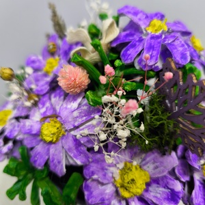 Kézzel festett tobozvirág-dísz kerámia tálban � lila � Anya / Mama felirattal, anyáknapi ajándék - otthon & életmód - virágdekoráció - virágdíszek - asztali virágdísz - Meska.hu