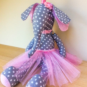 Pöttyös balerina elefánt - egyedi tervezésű kézműves gyerekjáték - textil játék - játék & sport - plüssállat & játékfigura - elefánt - Meska.hu